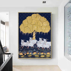 Cow Pichwai Painting Traditional Indian Pichwai Painting, Home decor Art, Wall Art