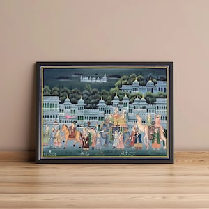 Royal Safari Detailed Handmade Indian Folk Painting, An Indian Royal Procession Painting, Wall Painting, Wall hanging