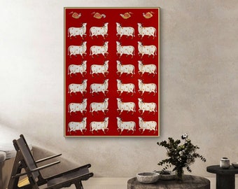 Gopashtami Cow Pichwai Pittura Tradizionale pittura indiana Pichwai, regalo di arredamento per la casa, arte della parete