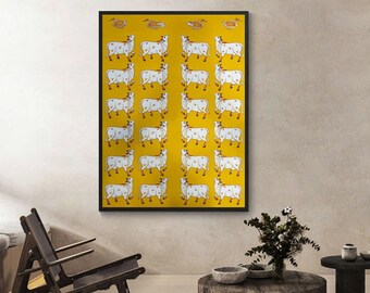 Gopashtami Cow Pichwai Pittura Tradizionale pittura indiana Pichwai, regalo di arredamento per la casa, arte della parete