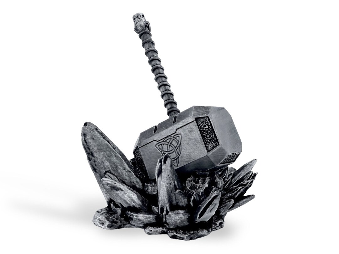 THORS HAMMER blackl ブラックメタル Viking Thor's Hammer Black Leather Bracelet – Stainless Steel