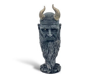 God Of War | Mimir Bust | V2 | Unique Edition | Gold Colored Horn Details |