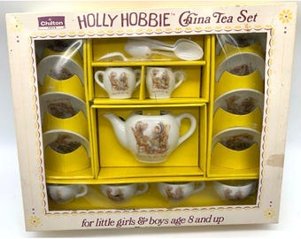 Vintage Holly Hobbie China Tee Set Chilton 1977 Komplette Unbenutzte Original Box NOS