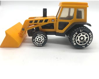 Vintage 1980 Buddy L Front End Loader Tractor Toy Yellow Diecast Metal Macau