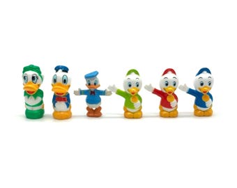 Vintage Disney Donald Duck Huey Dewey Louie PVC Figures Set 6 Cake Topper Toy