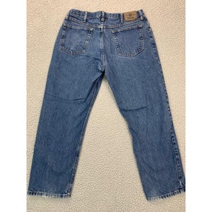 Vintage 1997 Wrangler Hero Jeans Herren 36x30 Blau Medium Wash Gerades Bein Bild 3
