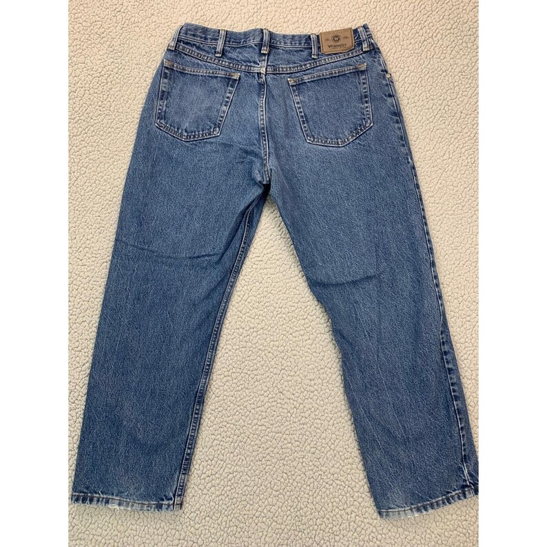 Vintage 1997 Wrangler Hero Jeans Herren 36x30 Blau Medium Wash Gerades Bein Bild 3