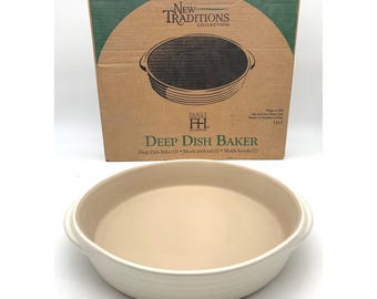 The Pampered Chef Deep Dish Baker 11 Inch Tan Stoneware New Traditions 1317