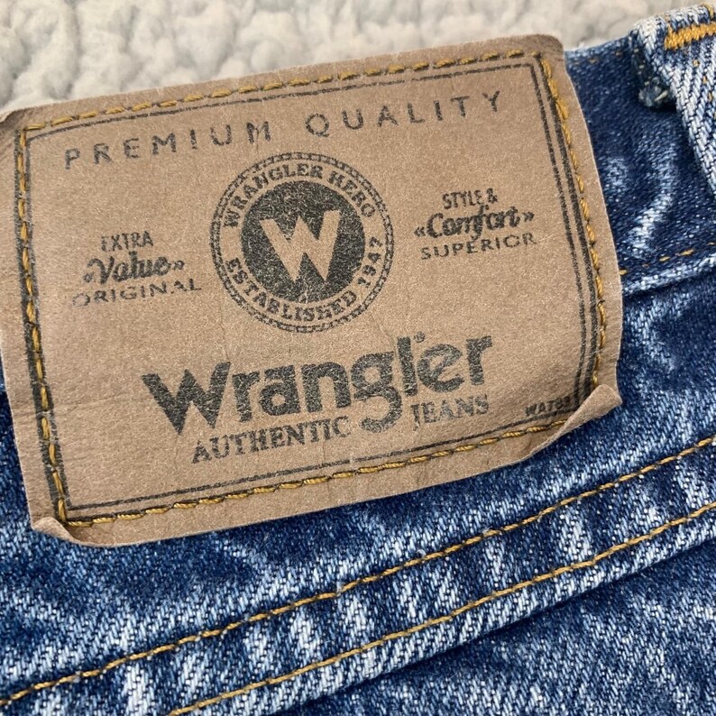 Vintage 1997 Wrangler Hero Jeans Herren 36x30 Blau Medium Wash Gerades Bein Bild 5