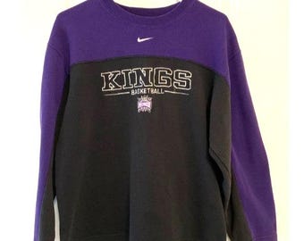 Vintage Nike Sacramento Kings Damen Sweatshirt Pullover Sz L schwarz lila