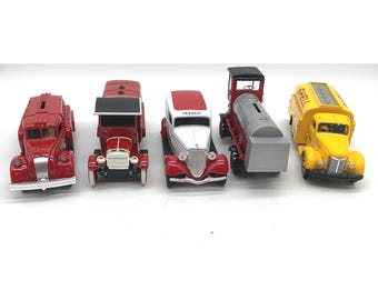 Ertl SpecCast Texaco Shell Diecast Truck Bank Lot 5pc Multi Color Metal Replicas