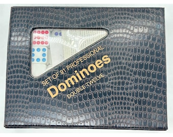 Vintage Pressman Professional Dominoes Double Twelve 91 Piece Set Case