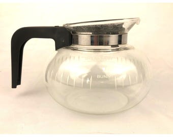 Vintage Bunn 6 Cup Glass Coffee Carafe Pot Replacement Black Handle Lid Decanter