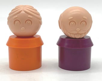 Tupperware TupperToys Figures Grandma Grandpa Purple Orange Vintage Plastic Toys