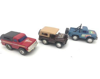 Vintage Arco Diecast Toy Trucks Set 3 1980s Pull Back Action Stomper Hong Kong