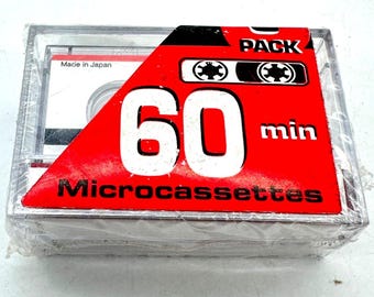 60 Min Microcassettes 2 Pack Made in Japan New Sealed Blank Audio Recording Tape
