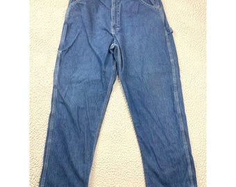USA Works Carpenter Jeans 36x30 Blue Medium Wash Straight Leg Denim Utility