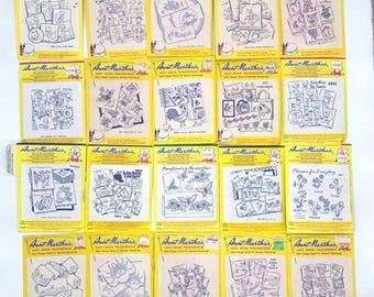 TG Aunt Martha Vogart Jiffy Hot Iron Embroidery Transfer Patterns Lot 33pc Open