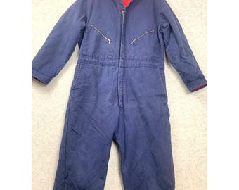 Vintage Walls Zero Zone Coveralls Mens XL Regular Navy Blue Insulated Duck Work