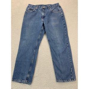 Vintage 1997 Wrangler Hero Jeans Herren 36x30 Blau Medium Wash Gerades Bein Bild 1