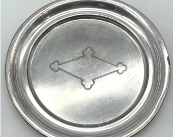 Simpson Hall Miller & Co Tray Silver Plated 8.5" Engraved Diamond 1342 1/2