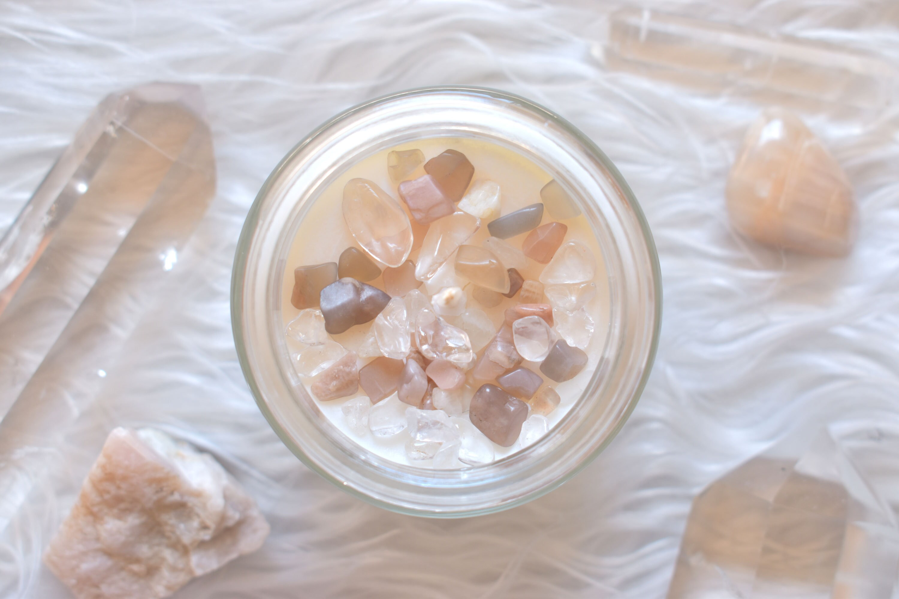 Bougie Féminin Sacré - Pierre de Lune Rituel Féminin Sacré Intuition Lithothérapie Bougie Pierre Féc