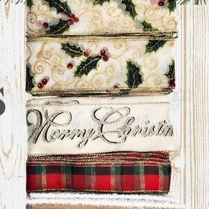 Christmas Wired Ribbon Lot: 25 yds Holiday Decor
