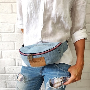 Sac en jean, Petit sac à main, Sac banane, Unique, Sac banane/pochette sur mesure, Cadeau pour une femme Cadeau pour un professeur