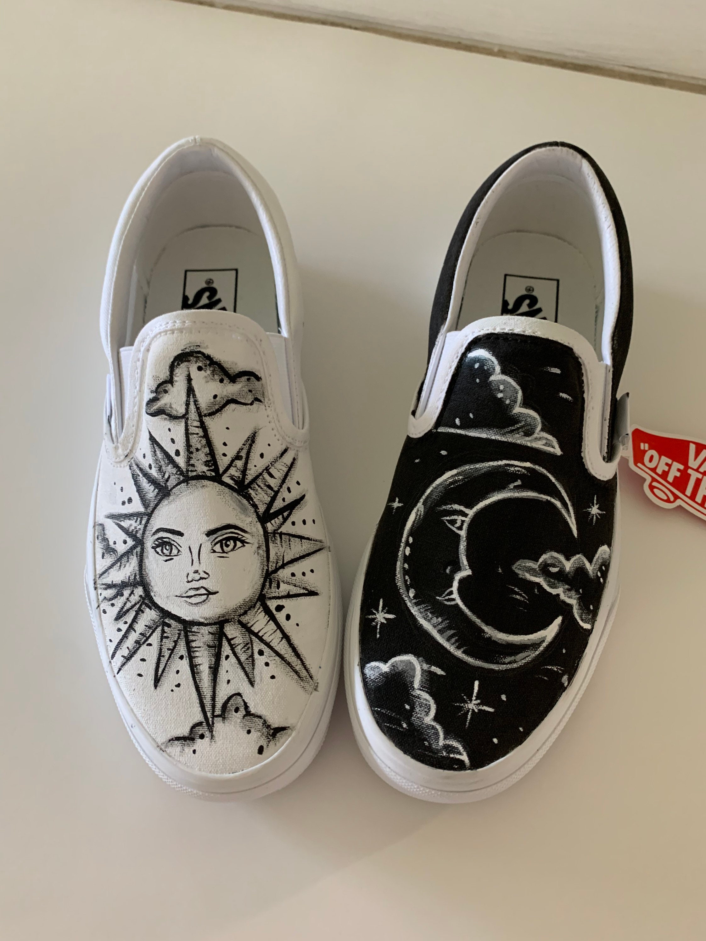 Sun and Moon Slip on Vans Etsy UK