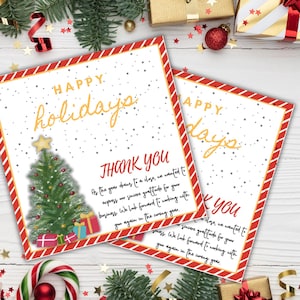 Carta da regalo natalizia con etichetta regalo pop-up per i clienti, grazie per avermi aiutato a concludere un fantastico anno di marketing natalizio Modello modificabile