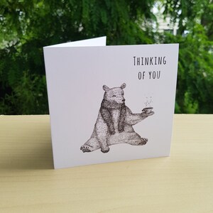 Carte de voeux carrée Tea Bear
