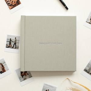 Luxe Linen Hard Cover Custom Name Wedding Guest Book, Wedding Photo Album for All Instax Film Sizes Mini Wide Square