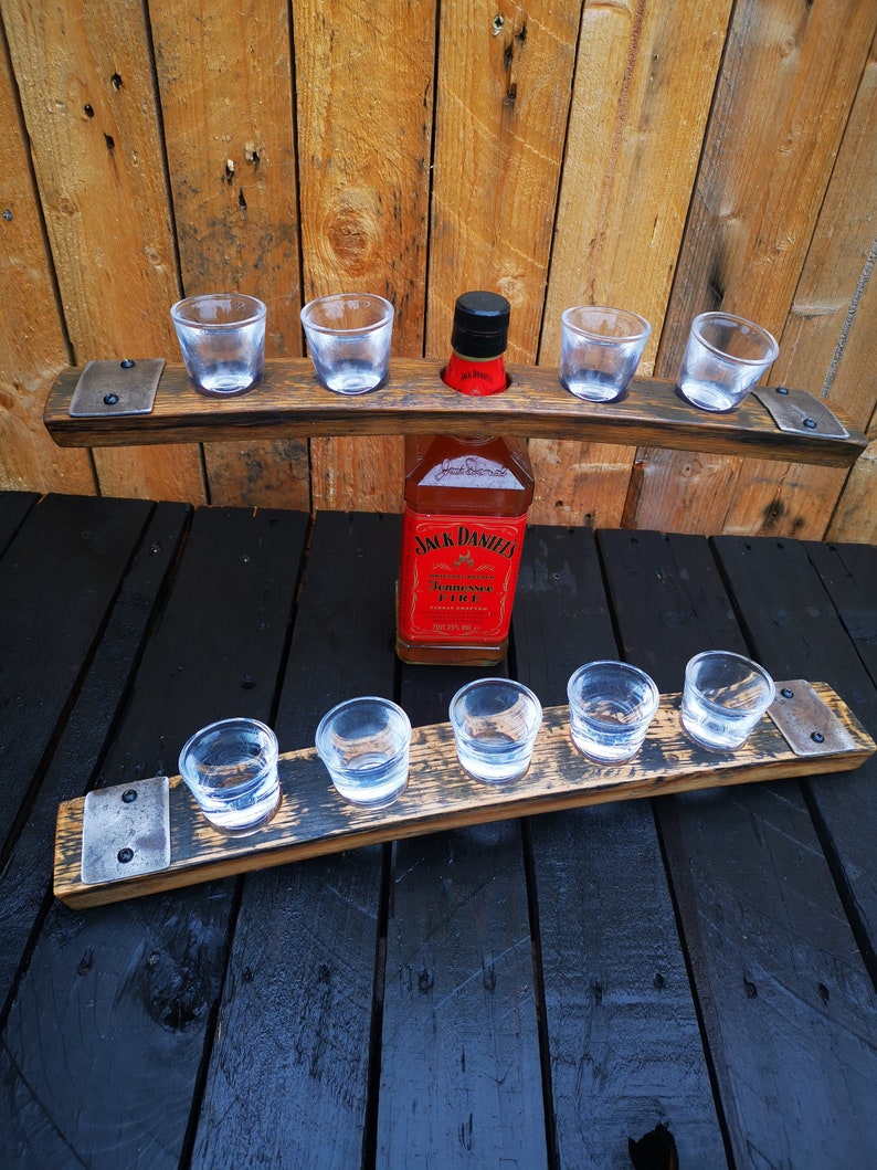 Shot Glass Flight Tray Made From Reclaimed Whiskey Bourbon Etsy