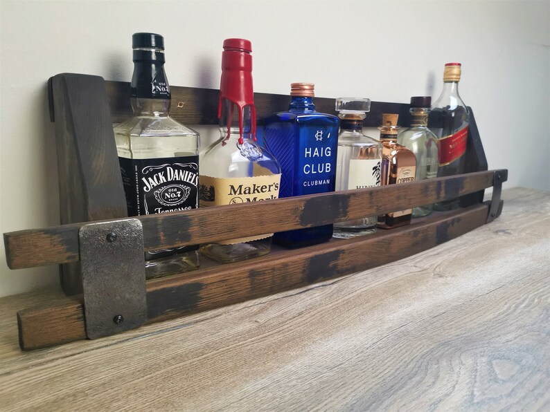 Whiskey shelf Liquor Bottle Display Shelf Home Bar Etsy