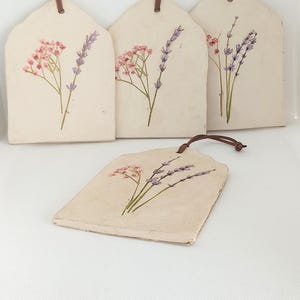 Ceramic panel, wall decoration, hanging tile, botanical impression, sage, handmade