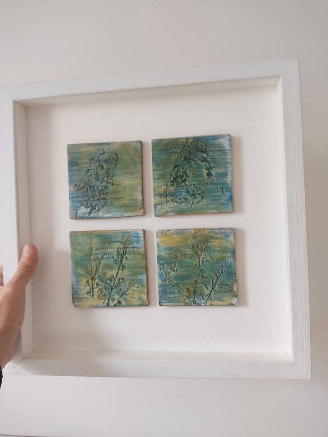 Tile Hand Painted, Wood Frame, Ceramic Tiles, Flower Picture, Unique Piece Etsy