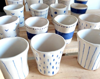Bicchierini liquore caffè in ceramica napoli fatti a mano 6 pezzi