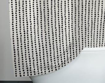 Shower curtain boho, Black & White Shower curtain, Art Deco Design Shower curtain, Boho shower curtain, Dots Rows
