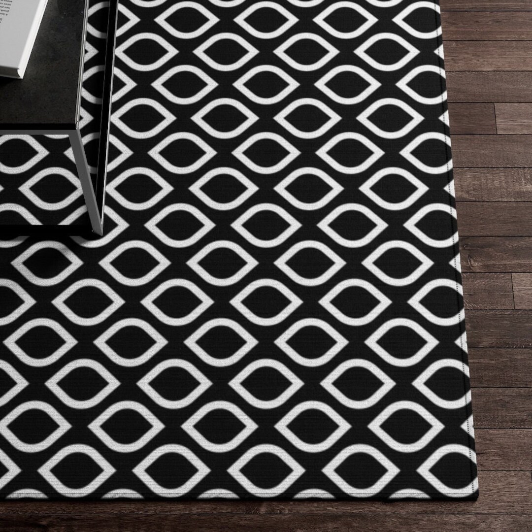 Modern Living Room Rug, Dornier Rug. Black and White Living Room Rug