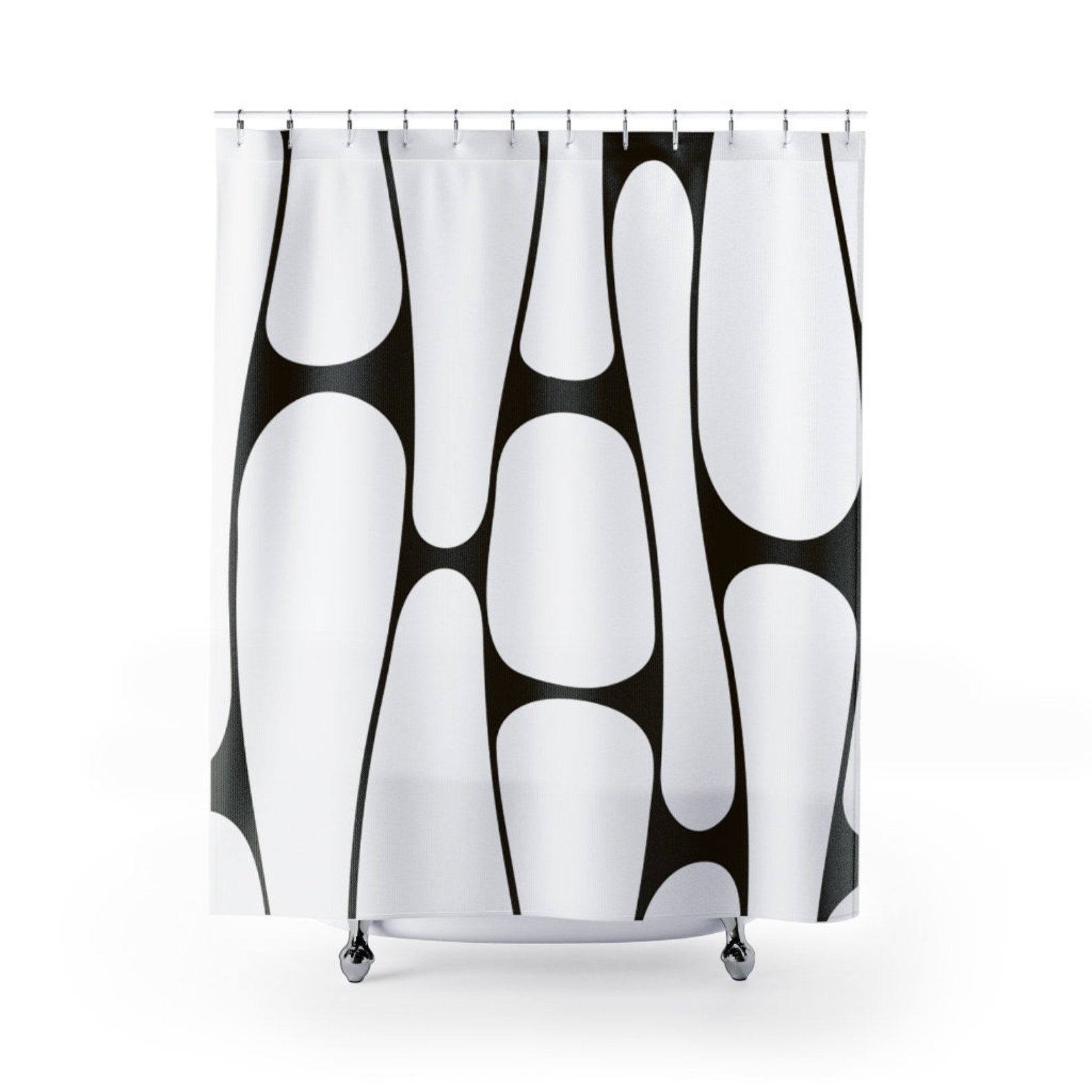Shower Curtain Black & White Shower Curtain Natural Design Etsy