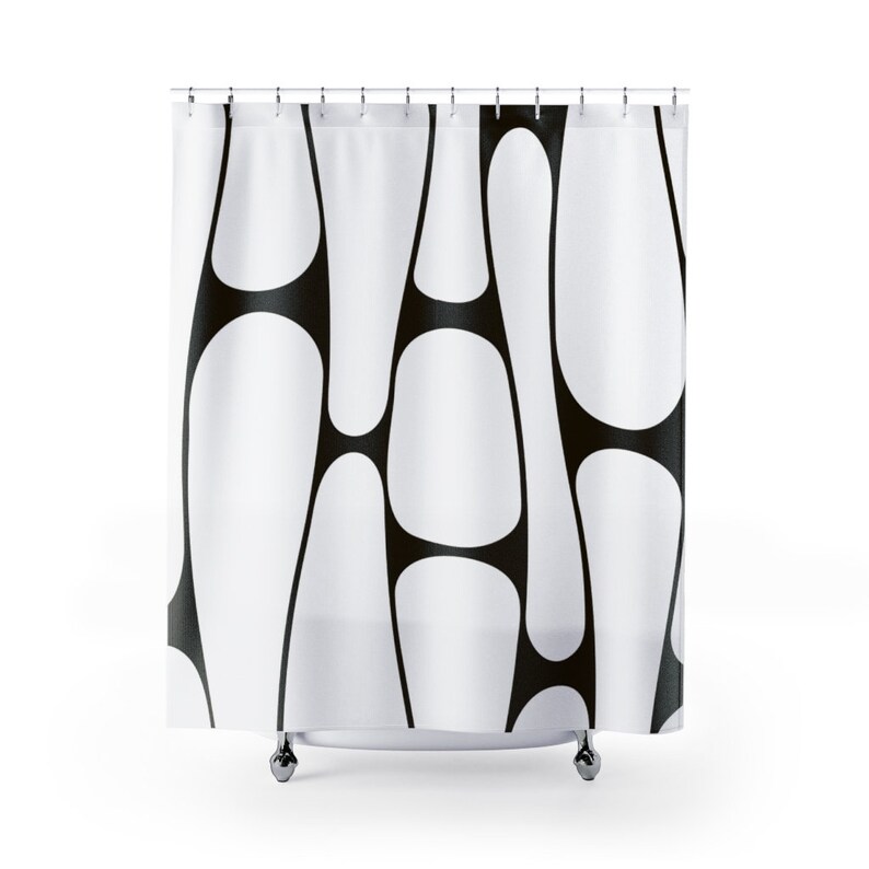 Shower Curtain Black & White Shower Curtain Natural Design Etsy