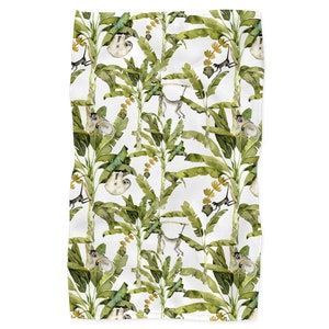 Bath Towel, Hand Towel, Bath Towels, 2 SIZES, Tropical Bath towels, Boho bathroom, Green Palm Monkeys Bath towels