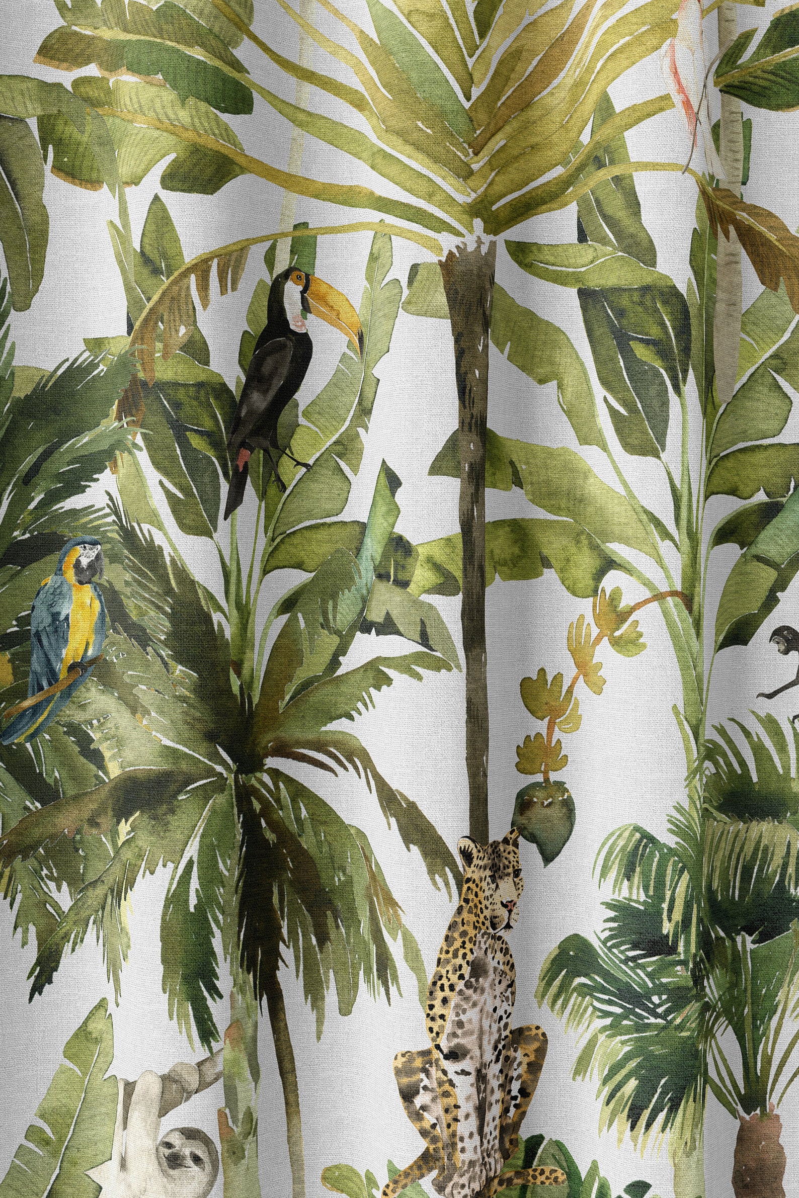 Window Curtain Tropical Jungle Curtains Living Room Window Etsy