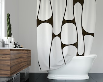 Shower curtain, Black & White Shower curtain, Natural Design Shower curtain, Boho shower curtain, Natural2