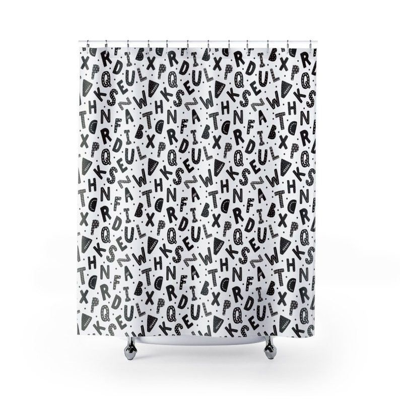 Shower Curtain Black & White Kids Shower Curtain Etsy