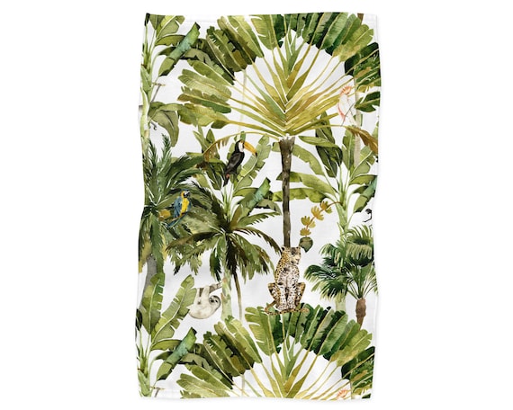 Bath Towel Hand Towel Bath Towels 2 SIZES Tropical Bath Towels Boho Bathroom Green Palm Leopards Bath Towels Etsy Ireland