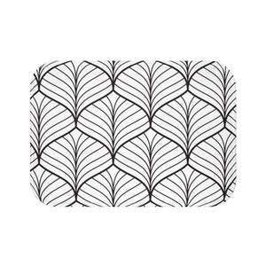 Badmat, Art deco bloempatroon, zwart-wit design badkamer decor, Golven