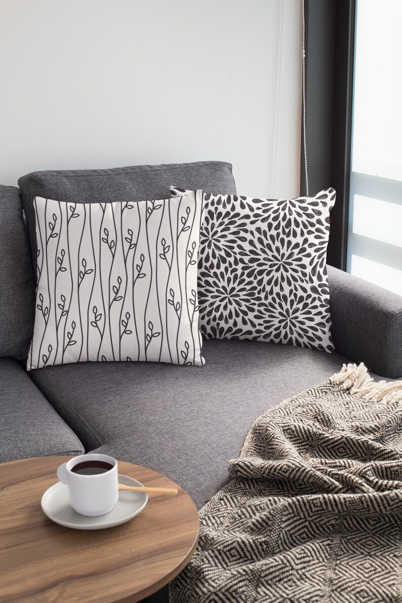 Throw Pillow Black and White Pillow Cover and Insert 2222 Etsy