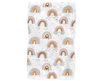 Serviette de bain, serviette de toilette, serviettes de bain, 2 TAILLES, serviettes de bain pour enfants, Arcs-en-ciel boho enfants, tons feutrés Arcs-en-ciel