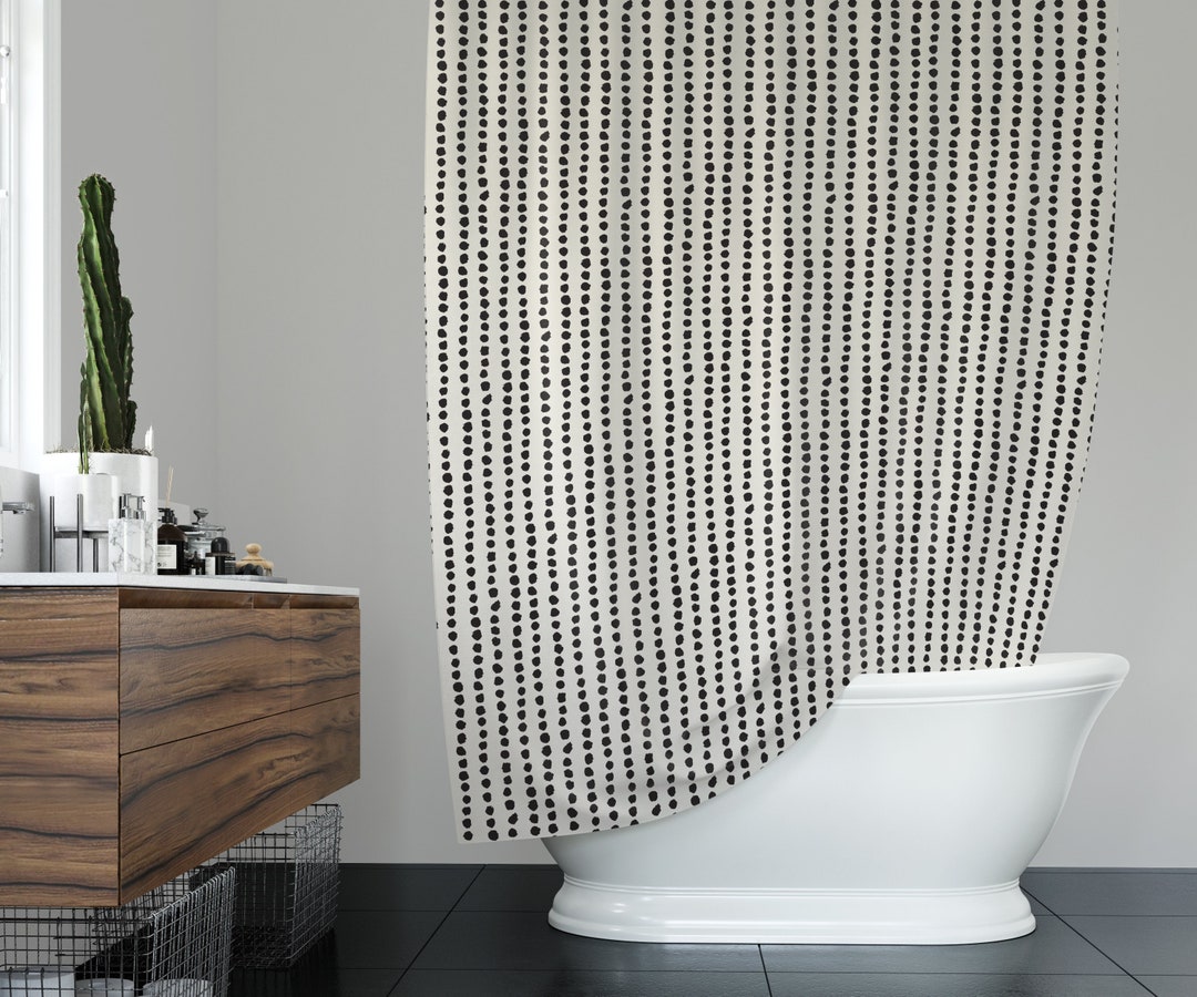 Shower Curtain Boho, Black & White Shower Curtain, Art Deco Design Shower Curtain, Boho Shower ...